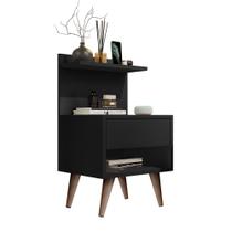 Mesa De Cabeceira Modelo Sleep Com Gaveta Pés Pinus Amadeirado Cor Preto