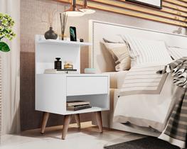 Mesa de Cabeceira Modelo Sleep Com Pés Palito Branco