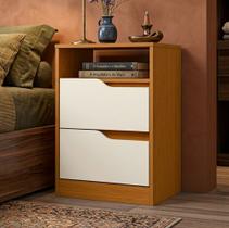 Mesa de Cabeceira Moderna 2 Gavetas 1 Nicho Lody A04 Flex Cinamomo Off White - Lyam Decor Mesa de Cabeceira Moderna 2 Gavetas 1 Nicho Lody A04 Flex Cinamomo Off White - Lyam Decor