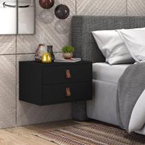 mesa de cabeceira moderna de parede unic 45cm puxadores em alça