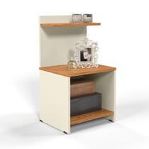 Mesa de Cabeceira Moderna Fantasy - Nicho e Prateleira - Off White/Nature - RPM Mesa de Cabeceira Moderna Fantasy - Nicho e Prateleira - Off White/Nature - RPM
