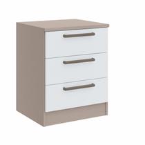 Mesa de Cabeceira Modulada 3 Gavetas Requinte+ 100% MDF Cinza Mesa de Cabeceira Modulada 3 Gavetas Requinte+ 100% MDF Cinza