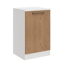 Mesa de Cabeceira Modulada Requinte com 1 Porta - Branco Line/Macadâmia Mesa de Cabeceira Modulada Requinte com 1 Porta - Branco Line/Macadâmia