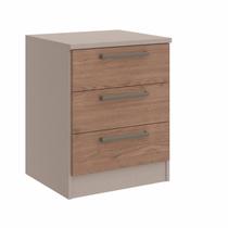 Mesa de Cabeceira Modulada Requinte com 3 Gavetas - Duna Line/Macadâmia Mesa de Cabeceira Modulada Requinte com 3 Gavetas - Duna Line/Macadâmia