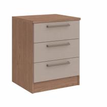 Mesa de Cabeceira Modulada Requinte com 3 Gavetas - Macadâmia/Duna Line Mesa de Cabeceira Modulada Requinte com 3 Gavetas - Macadâmia/Duna Line
