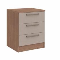Mesa de Cabeceira Modulada Requinte com 3 Gavetas - Macadâmia/Duna Line Mesa de Cabeceira Modulada Requinte com 3 Gavetas - Macadâmia/Duna Line
