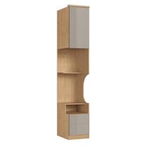 Mesa de Cabeceira Modulada Reto 1 Porta 2 Gavetas Elegance Cinza Angelin/Niquel Canelado