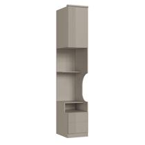 Mesa de Cabeceira Modulada Reto 1 Porta 2 Gavetas Elegance Cinza Níquel/Canelado