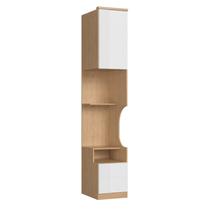 Mesa de Cabeceira Modulada Reto 1 Porta 2 Gavetas Elegance Marrom Angelin/Balnc Canelado