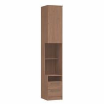 Mesa de Cabeceira Modulada Reto 1 Porta 2 Gavetas Requinte+ 100% MDF Marrom Macadâmia
