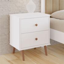 Mesa de Cabeceira Monza 100% MDF Tuboarte 2 Gavetas e Pés Estilo Retrô Mesa de Cabeceira Monza 100% MDF Tuboarte 2 Gavetas e Pés Estilo Retrô