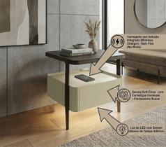 Mesa de Cabeceira Multifuncional Smart Clean: Carregador por Indução, LED Automático e Soft Close CT-34 Vainilla Mesa de Cabeceira Multifuncional Smart Clean: Carregador por Indução, LED Automático e Soft Close CT-34 Vainilla