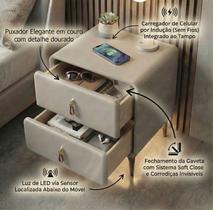 Mesa de Cabeceira Multifuncional Smart Deluxe: Carregador por Indução, LED Automático e Soft Close CT-60 Vainilla Mesa de Cabeceira Multifuncional Smart Deluxe: Carregador por Indução, LED Automático e Soft Close CT-60 Vainilla