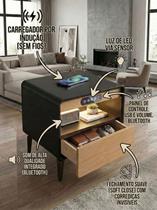 Mesa de Cabeceira Multifuncional Smart SoundMax: Carregador por Indução, Som Bluetooth integrado, LED Automatico, Painel portas USB-A e USB-C CT-21 Eb