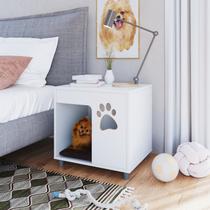 Mesa de Cabeceira Nicho para Cachorro com Almofada em Corino Completa Móveis