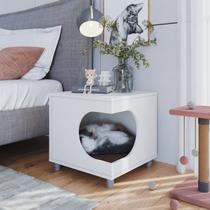 Mesa de Cabeceira Nicho para Pets com Almofada em Corino Completa Móveis