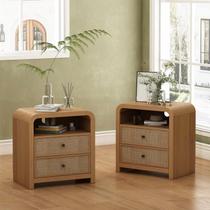 Mesa de cabeceira Oak&Sparrow em rattan, conjunto com 2, 60 x 40 x 63 cm