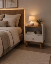 Mesa de Cabeceira Off White Moderna Compacta Nicho Gaveta Quarto Sala Casal Solteiro Luna Kit ou Unidade Mesa de Cabeceira Off White Moderna Compacta Nicho Gaveta Quarto Sala Casal Solteiro Luna Kit ou Unidade