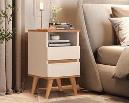 Mesa de Cabeceira Off White Pop Moderna 2 Gavetas