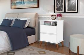 Mesa de Cabeceira ON Estilo Retrô 2 Gavetas Cor Branco