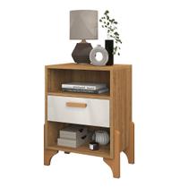 Mesa de Cabeceira Ônix Design Moderno com Gaveta e Prateleiras