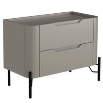 Mesa De Cabeceira Orgânica 2 Gavetas Pés Industrial Preto Bliss I03 Grigio - Lyam Decor