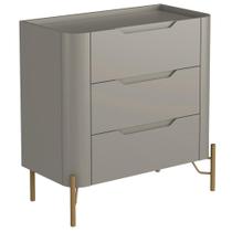 Mesa De Cabeceira Orgânica 3 Gavetas Pés Industrial Dourado Bliss I03 Grigio - Lyam Decor
