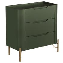 Mesa De Cabeceira Orgânica 3 Gavetas Pés Industrial Dourado Bliss I03 Musgo - Lyam Decor Mesa De Cabeceira Orgânica 3 Gavetas Pés Industrial Dourado Bliss I03 Musgo - Lyam Decor
