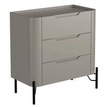 Mesa De Cabeceira Orgânica 3 Gavetas Pés Industrial Preto Bliss I03 Grigio - Lyam Decor