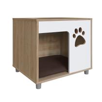 Mesa de Cabeceira ou Lateral para Cachorro com Almofada CMP Oak e Branco - Completa