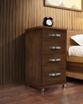 Mesa de Cabeceira p/ Cama Box - 4 Gavetas (Com Corrediças Telescópicas) - Cor Amêndoa