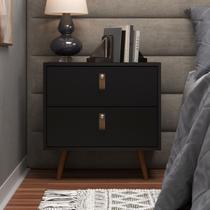 Mesa de Cabeceira Padua 2 Gavetas Preto - Jcarvalho