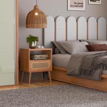 Mesa de Cabeceira Palha Natural com 1 Gaveta Tela 100% MDF Freijó Dalla Costa Mesa de Cabeceira Palha Natural com 1 Gaveta Tela 100% MDF Freijó Dalla Costa