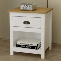 Mesa de Cabeceira Para Quarto 1 Gaveta Lázio Branco/Freijó F07 - Mpozenato