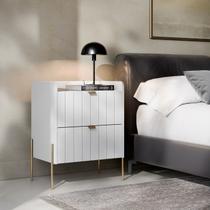 Mesa De Cabeceira Para Quarto Ambiente Luxuoso Mdf Laqueado Industrial Moriah 45cm