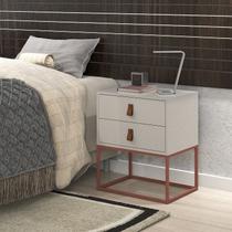 Mesa de Cabeceira para Quarto Casal Estilo Industrial - Unic 45 Cor:Off White