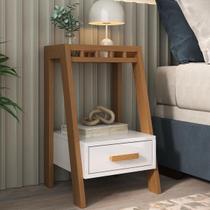Mesa De Cabeceira Para Quarto Com 1 Gaveta E Pés De Madeira Pinus Mesa De Cabeceira Para Quarto Com 1 Gaveta E Pés De Madeira Pinus