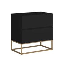 Mesa De Cabeceira Para Quarto Com 2 Gavetas Eros 45cm Estilo Industrial Base Dourado Design Moderno Cama Casal