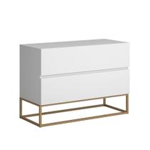 Mesa de Cabeceira Para Quarto Com 2 Gavetas Espaçosas Cama Casal Eros 60cm Pé Dourado Moderno Luxuoso Mesa de Cabeceira Para Quarto Com 2 Gavetas Espaçosas Cama Casal Eros 60cm Pé Dourado Moderno Luxuoso
