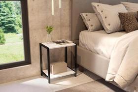 mesa de cabeceira para Quarto com Base de Ferro e MDF Branco