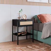 Mesa de Cabeceira Para Quarto Com Tela Sintética e Gaveta Mesa de Cabeceira Para Quarto Com Tela Sintética e Gaveta