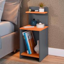 Mesa de Cabeceira para Quarto Nicho Prateleira Decorativa Porta Livros e Objetos Fantasy - Cinza/ Cinamomo