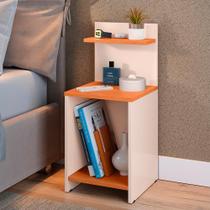 Mesa de Cabeceira para Quarto Nicho Prateleira Decorativa Porta Livros e Objetos Fantasy - Off White/ Cinamomo