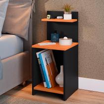Mesa de Cabeceira para Quarto Nicho Prateleira Decorativa Porta Livros e Objetos Fantasy - Preto/ Cinamomo