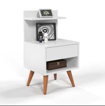 Mesa de Cabeceira Para Quarto Pés Palito Retrô 1 Gaveta Sleep