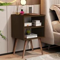 Mesa De Cabeceira Pé Retrô Quarto Com Prateleira 1515 Canela