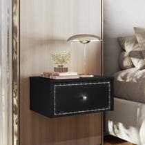 Mesa de Cabeceira Penteadeira Suspensa Strass com divisórias 50cm Preto Ac - Olivar Móveis Mesa de Cabeceira Penteadeira Suspensa Strass com divisórias 50cm Preto Ac - Olivar Móveis
