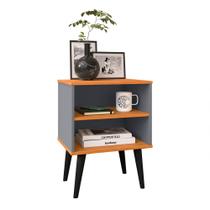 Mesa de Cabeceira Pequena Prateleira Nicho Decorativo Apoio Lateral Cama Quarto Casal Solteiro - Cinza/Cinamomo - RPM Móveis