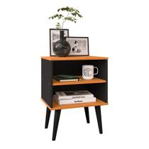 Mesa de Cabeceira Pequena Prateleira Nicho Decorativo Apoio Lateral Cama Quarto Casal Solteiro - Preto/Cinamomo - RPM Móveis Mesa de Cabeceira Pequena Prateleira Nicho Decorativo Apoio Lateral Cama Quarto Casal Solteiro - Preto/Cinamomo - RPM Móveis