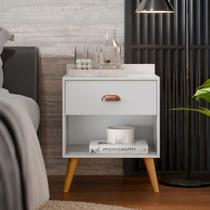 Mesa de Cabeceira Pérola New com pés estilo retrô para quarto com 1 gaveta - Várias Cores Mesa de Cabeceira Pérola New com pés estilo retrô para quarto com 1 gaveta - Várias Cores